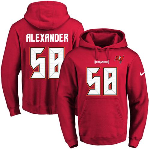 Nike Buccaneers #58 Kwon Alexander Red Name & Number Pullover NFL Hoodie Nike Buccaneers #58 Kwon Alexander Red Name & Number Pullover NFL Hoodie