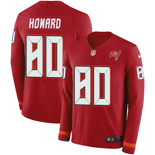 Nike Buccaneers #80 O. J. Howard Red Team Color Men's Stitched NFL Limited Therma Long Sleeve Jersey Nike Buccaneers #80 O. J. Howard Red Team Color Men's Stitched NFL Limited Therma Long Sleeve Jersey