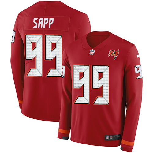 Nike Buccaneers #99 Warren Sapp Red Team Color Men's Stitched NFL Limited Therma Long Sleeve Jersey Nike Buccaneers #99 Warren Sapp Red Team Color Men's Stitched NFL Limited Therma Long Sleeve Jersey