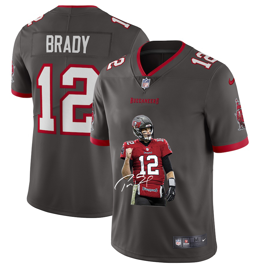 Nike Buccaneers 12 Tom Brady Gray Player Name Logo Vapor Untouchable Limited Jersey Nike Buccaneers 12 Tom Brady Gray Player Name Logo Vapor Untouchable Limited Jersey