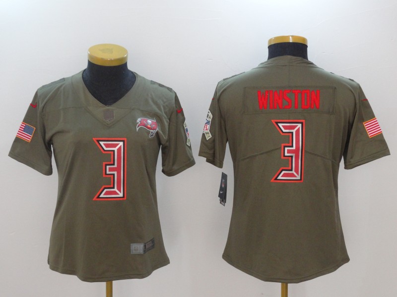 Nike Buccaneers 3 Jameis Winston Olive Women Salute To Service Limited Jersey