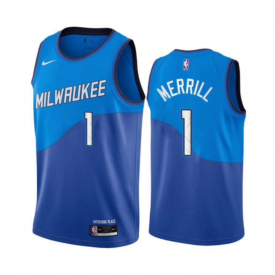 Nike Bucks #1 Sam Merrill Blue NBA Swingman 2020-21 City Edition Jersey Nike Bucks #1 Sam Merrill Blue NBA Swingman 2020-21 City Edition Jersey