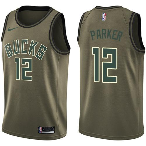 Nike Bucks #12 Jabari Parker Green Salute to Service NBA Swingman Jersey