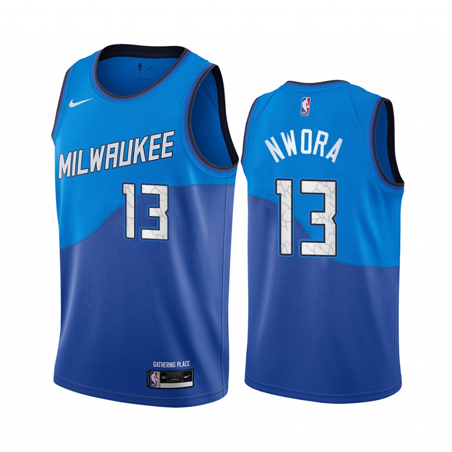 Nike Bucks #13 Jordan Nwora Blue NBA Swingman 2020-21 City Edition Jersey Nike Bucks #13 Jordan Nwora Blue NBA Swingman 2020-21 City Edition Jersey