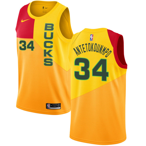 Nike Bucks #34 Giannis Antetokounmpo Yellow NBA Swingman City Edition 2018 19 Jersey Nike Bucks #34 Giannis Antetokounmpo Yellow NBA Swingman City Edition 2018 19 Jersey