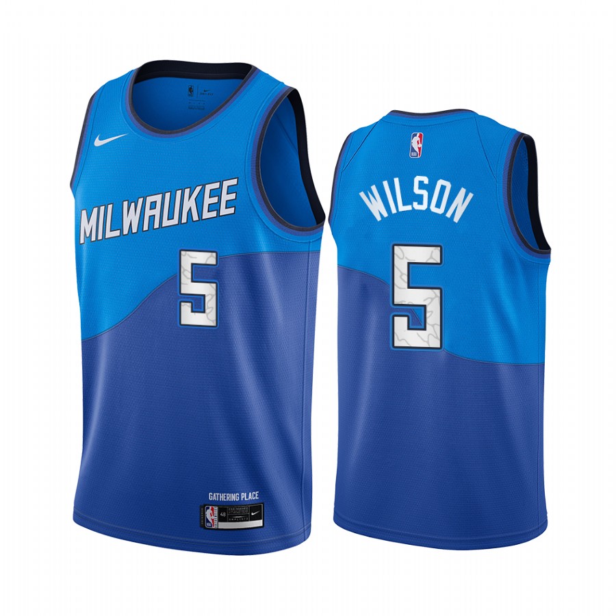 Nike Bucks #5 D.J. Wilson Blue NBA Swingman 2020-21 City Edition Jersey Nike Bucks #5 D.J. Wilson Blue NBA Swingman 2020-21 City Edition Jersey