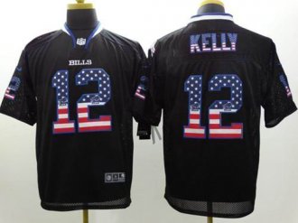 Nike Buffalo Bills #12 Jim Kelly Black NFL Elite USA Flag Fashion Jersey