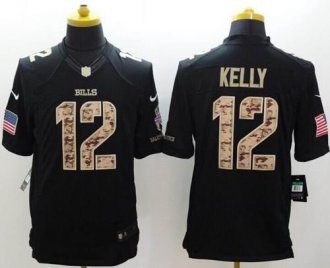 Nike Buffalo Bills #12 Jim Kelly Black NFL Limited Salute to Service Jersey