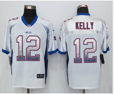 Nike Buffalo Bills #12 Jim Kelly Drift Fashion White Elite Jerseys Nike Buffalo Bills #12 Jim Kelly Drift Fashion White Elite Jerseys