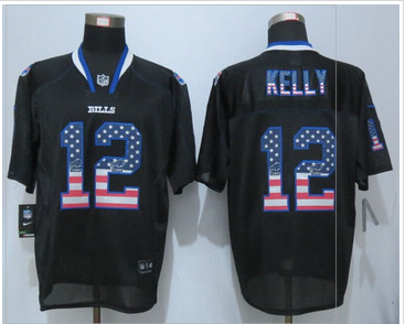Nike Buffalo Bills #12 Jim Kelly USA Flag Fashion Black Elite Jerseys Nike Buffalo Bills #12 Jim Kelly USA Flag Fashion Black Elite Jerseys