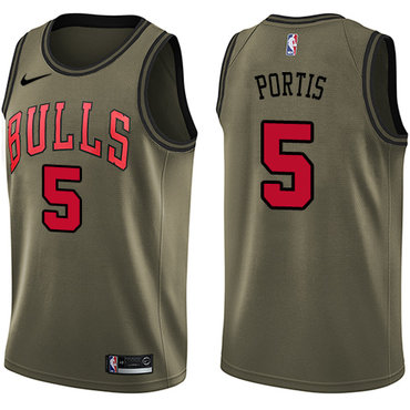 Nike Bulls #5 Bobby Portis Green Salute to Service NBA Swingman Jersey
