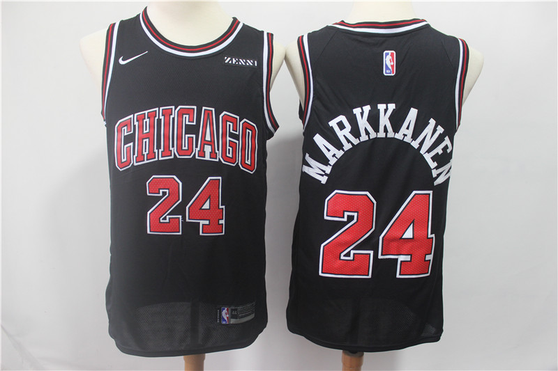 Nike Bulls 24 Laur Markkanen Black Nike Swingman Jersey