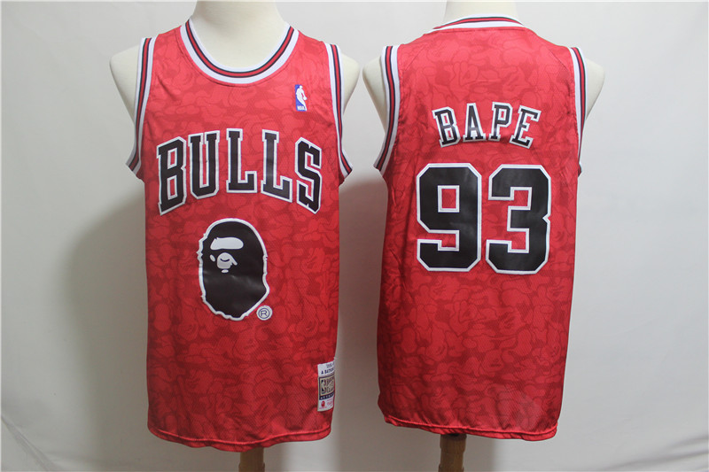 Nike Bulls 93 Bape Red Hardwood Classics Jersey