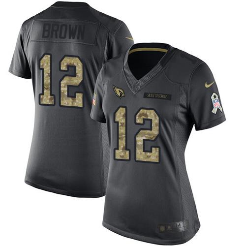 Nike Cardinals #12 John Brown Black Women's Stitched NFL Limited 2016 Salute to Service Jersey