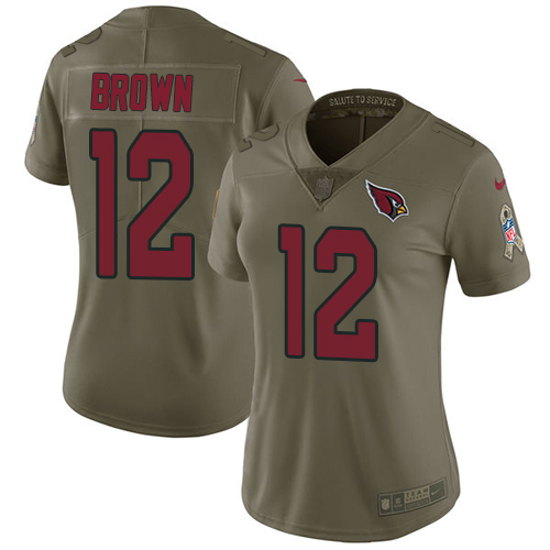 Nike Cardinals #12 John Brown Olive Women's Stitched NFL Limited 2017 Salute to Service Jersey