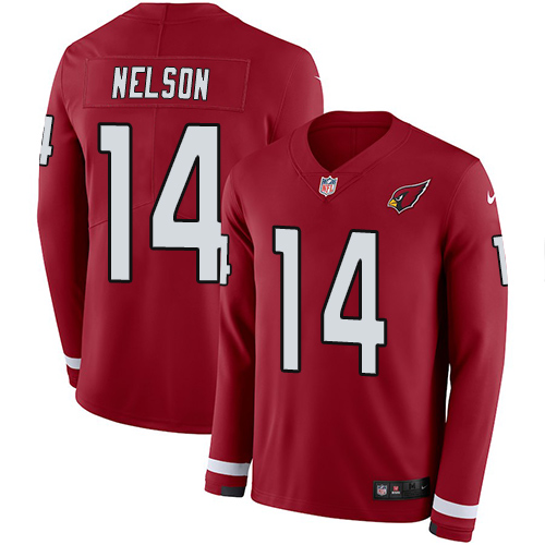 Nike Cardinals #14 J.J. Nelson Red Team Color Men's Stitched NFL Limited Therma Long Sleeve Jersey Nike Cardinals #14 J.J. Nelson Red Team Color Men's Stitched NFL Limited Therma Long Sleeve Jersey