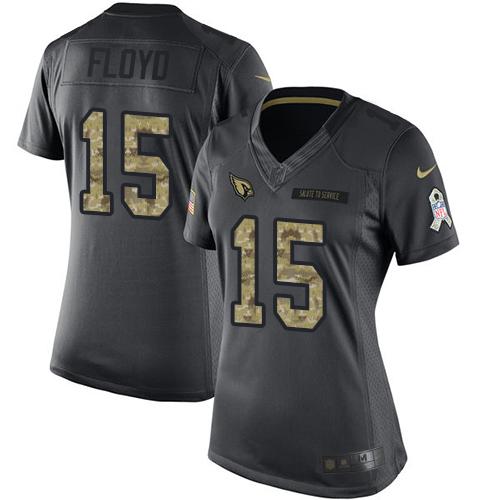 Nike Cardinals #15 Michael Floyd Black Women's Stitched NFL Limited 2016 Salute to Service Jersey