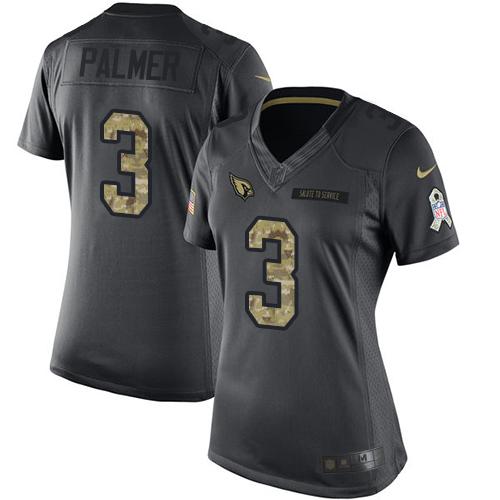 Nike Cardinals #3 Carson Palmer Black Women's Stitched NFL Limited 2016 Salute to Service Jersey