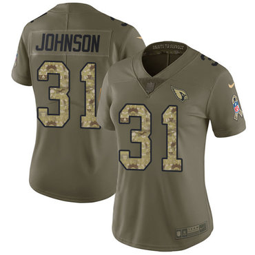 Nike Cardinals #31 David Johnson Olive  Camo Women's Stitched NFL Limited 2017 Salute to Service Jersey