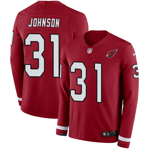 Nike Cardinals #31 David Johnson Red Team Color Men's Stitched NFL Limited Therma Long Sleeve Jersey Nike Cardinals #31 David Johnson Red Team Color Men's Stitched NFL Limited Therma Long Sleeve Jersey