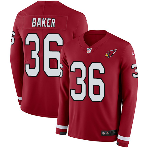Nike Cardinals #36 Budda Baker Red Team Color Men's Stitched NFL Limited Therma Long Sleeve Jersey Nike Cardinals #36 Budda Baker Red Team Color Men's Stitched NFL Limited Therma Long Sleeve Jersey