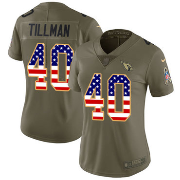 Nike Cardinals #40 Pat Tillman Olive USA Flag Women's Stitched NFL Limited 2017 Salute to Service Jersey Nike Cardinals #40 Pat Tillman Olive USA Flag Women's Stitched NFL Limited 2017 Salute to Service Jersey