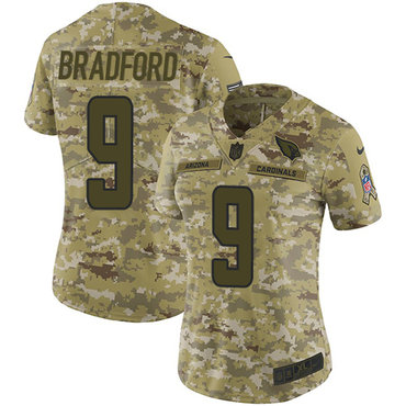 Nike Cardinals #9 Sam Bradford Camo Women's Stitched NFL Limited 2018 Salute to Service Jersey Nike Cardinals #9 Sam Bradford Camo Women's Stitched NFL Limited 2018 Salute to Service Jersey