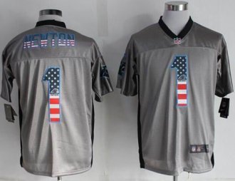 Nike Carolina Panthers #1 Cam Newton Grey NFL Elite USA Flag Fashion jersey