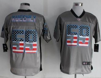 Nike Carolina Panthers #59 Luke Kuechly Grey NFL Elite USA Flag Fashion Jersey