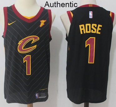 Nike Cavaliers #1 Derrick Rose Black Statement Edition NBA Authentic Jersey