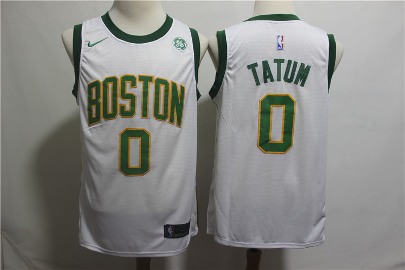 Nike Celtics 0 Jayson Tatum White 2018-19 City Edition Nike Swingman Jersey