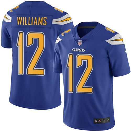 Nike Chargers #12 Mike Williams Electric Blue Men's Stitched NFL Limited Rush Jersey