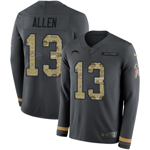 Nike Chargers #13 Keenan Allen Anthracite Salute to Service Men's Stitched NFL Limited Therma Long Sleeve Jersey Nike Chargers #13 Keenan Allen Anthracite Salute to Service Men's Stitched NFL Limited Therma Long Sleeve Jersey