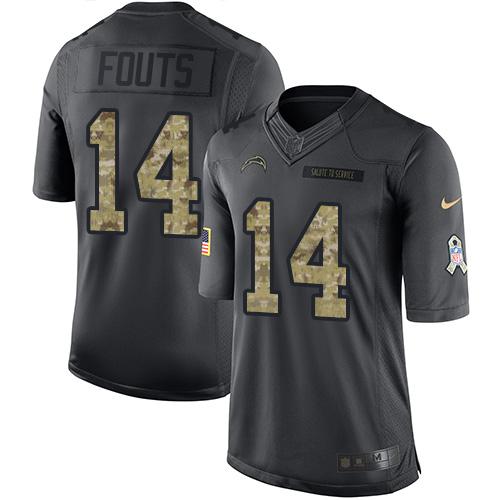 Nike Chargers #14 Dan Fouts Black Men's Stitched NFL Limited 2016 Salute to Service Jersey Nike Chargers #14 Dan Fouts Black Men's Stitched NFL Limited 2016 Salute to Service Jersey