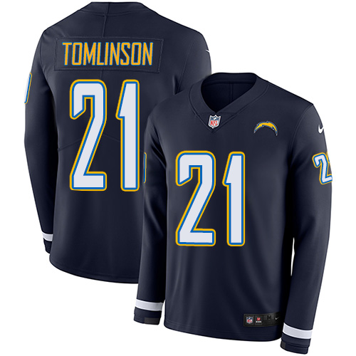 Nike Chargers #21 LaDainian Tomlinson Navy Blue Team Color Men's Stitched NFL Limited Therma Long Sleeve Jersey Nike Chargers #21 LaDainian Tomlinson Navy Blue Team Color Men's Stitched NFL Limited Therma Long Sleeve Jersey
