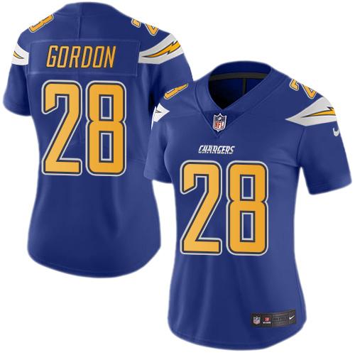 Nike Chargers #28 Melvin Gordon Electric Blue Women's Stitched NFL Limited Rush Jersey