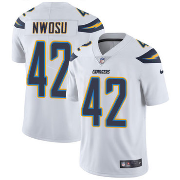 Nike Chargers #42 Uchenna Nwosu White Men's Stitched NFL Vapor Untouchable Limited Jersey Nike Chargers #42 Uchenna Nwosu White Men's Stitched NFL Vapor Untouchable Limited Jersey