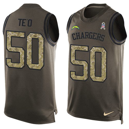 Nike Chargers #50 Manti Te'o Green Men's Stitched NFL Limited Salute To Service Tank Top Jersey Nike Chargers #50 Manti Te'o Green Men's Stitched NFL Limited Salute To Service Tank Top Jersey