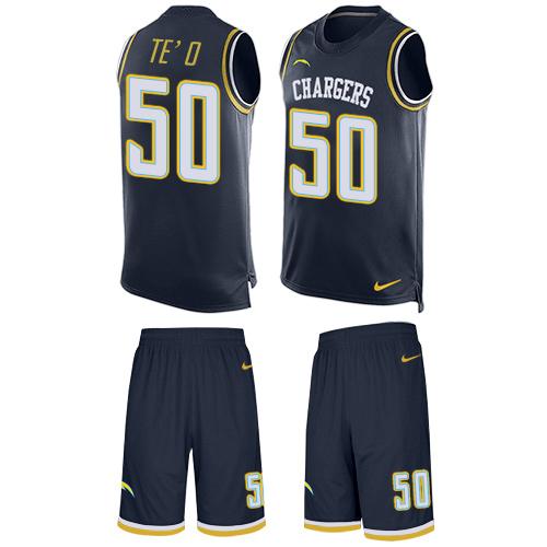 Nike Chargers #50 Manti Te'o Navy Blue Team Color Men's Stitched NFL Limited Tank Top Suit Jersey Nike Chargers #50 Manti Te'o Navy Blue Team Color Men's Stitched NFL Limited Tank Top Suit Jersey