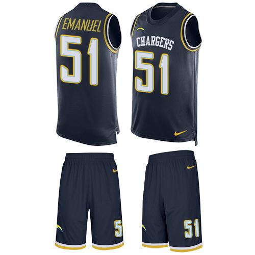 Nike Chargers #51 Kyle Emanuel Navy Blue Team Color Men's Stitched NFL Limited Tank Top Suit Jersey Nike Chargers #51 Kyle Emanuel Navy Blue Team Color Men's Stitched NFL Limited Tank Top Suit Jersey