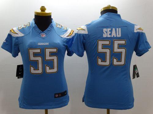 Nike Chargers #55 Junior Seau Electric Blue Alternate Women's Stitched NFL Vapor Untouchable Limited Jersey