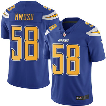 Nike Chargers #58 Uchenna Nwosu Electric Blue Men's Stitched NFL Limited Rush Jersey Nike Chargers #58 Uchenna Nwosu Electric Blue Men's Stitched NFL Limited Rush Jersey