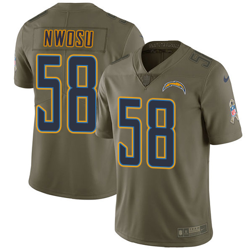 Nike Chargers #58 Uchenna Nwosu Olive Men's Stitched NFL Limited 2017 Salute To Service Jersey Nike Chargers #58 Uchenna Nwosu Olive Men's Stitched NFL Limited 2017 Salute To Service Jersey