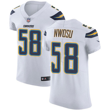 Nike Chargers #58 Uchenna Nwosu White Men's Stitched NFL Vapor Untouchable Elite Jersey Nike Chargers #58 Uchenna Nwosu White Men's Stitched NFL Vapor Untouchable Elite Jersey
