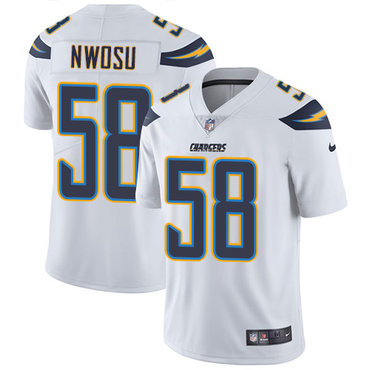 Nike Chargers #58 Uchenna Nwosu White Men's Stitched NFL Vapor Untouchable Limited Jersey Nike Chargers #58 Uchenna Nwosu White Men's Stitched NFL Vapor Untouchable Limited Jersey