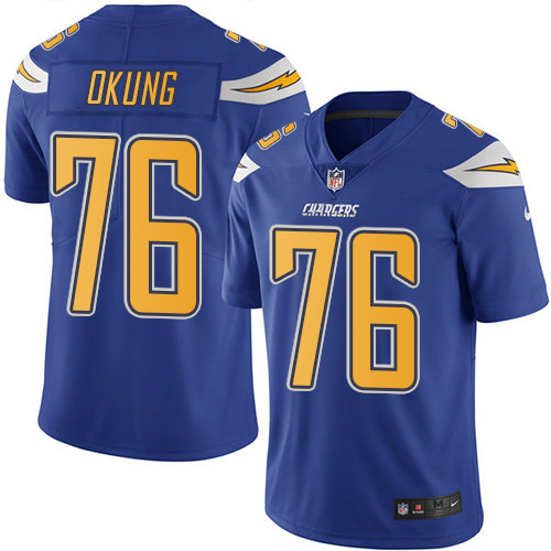 Nike Chargers #76 Russell Okung Electric Blue Men's Stitched NFL Limited Rush Jersey Nike Chargers #76 Russell Okung Electric Blue Men's Stitched NFL Limited Rush Jersey