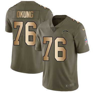 Nike Chargers #76 Russell Okung Olive Gold Men's Stitched NFL Limited 2017 Salute To Service Jersey Nike Chargers #76 Russell Okung Olive Gold Men's Stitched NFL Limited 2017 Salute To Service Jersey