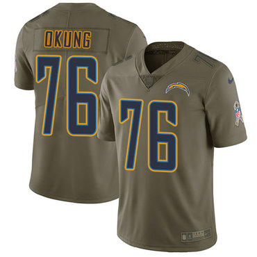 Nike Chargers #76 Russell Okung Olive Men's Stitched NFL Limited 2017 Salute To Service Jersey Nike Chargers #76 Russell Okung Olive Men's Stitched NFL Limited 2017 Salute To Service Jersey