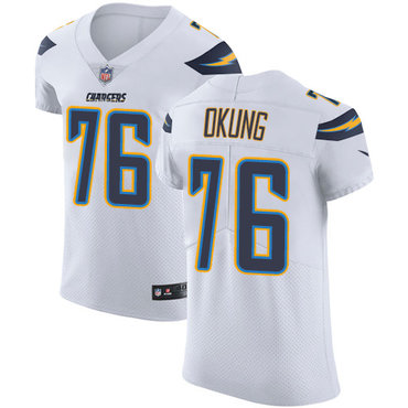 Nike Chargers #76 Russell Okung White Men's Stitched NFL Vapor Untouchable Elite Jersey Nike Chargers #76 Russell Okung White Men's Stitched NFL Vapor Untouchable Elite Jersey