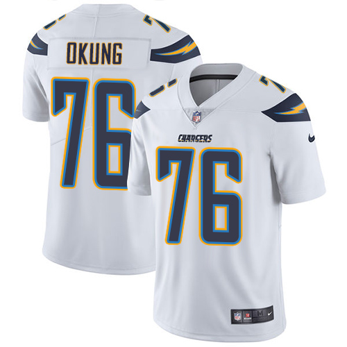 Nike Chargers #76 Russell Okung White Men's Stitched NFL Vapor Untouchable Limited Jersey Nike Chargers #76 Russell Okung White Men's Stitched NFL Vapor Untouchable Limited Jersey